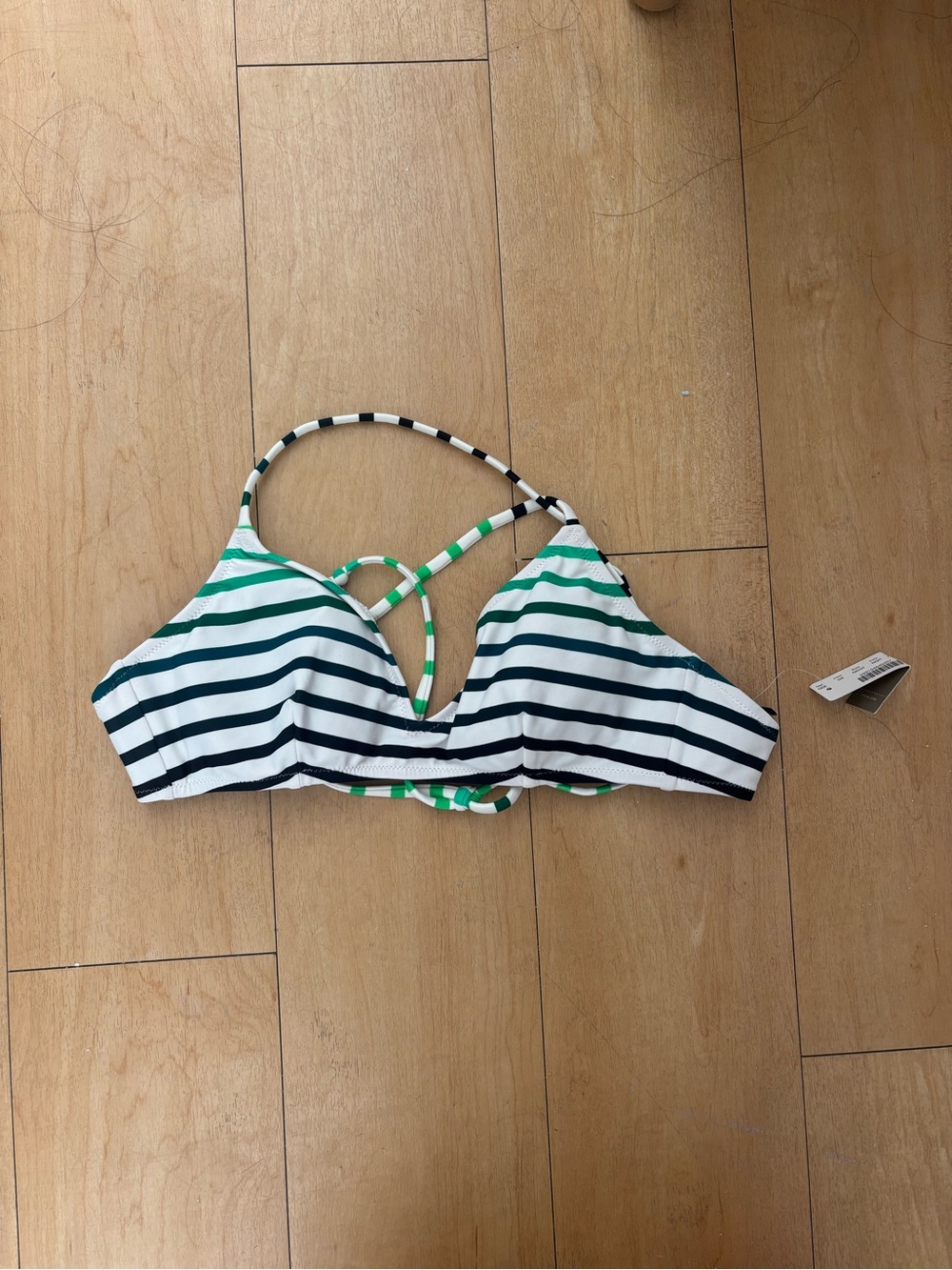 NWT J.Crew Striped Black and Green Bikini Set size S - Picture 2 of 7
